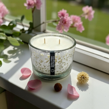 Load image into Gallery viewer, Christmas Silver Sparkle Shallow Glass Jar, X Large Natural Soy Wax Candle 400g - Highly Scented Fragrances