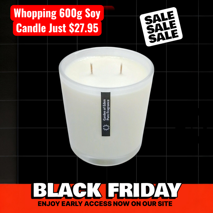 BLACK FRIDAY SALE | A Whopping 600g Soy Candle Opaque White Glass Jar
