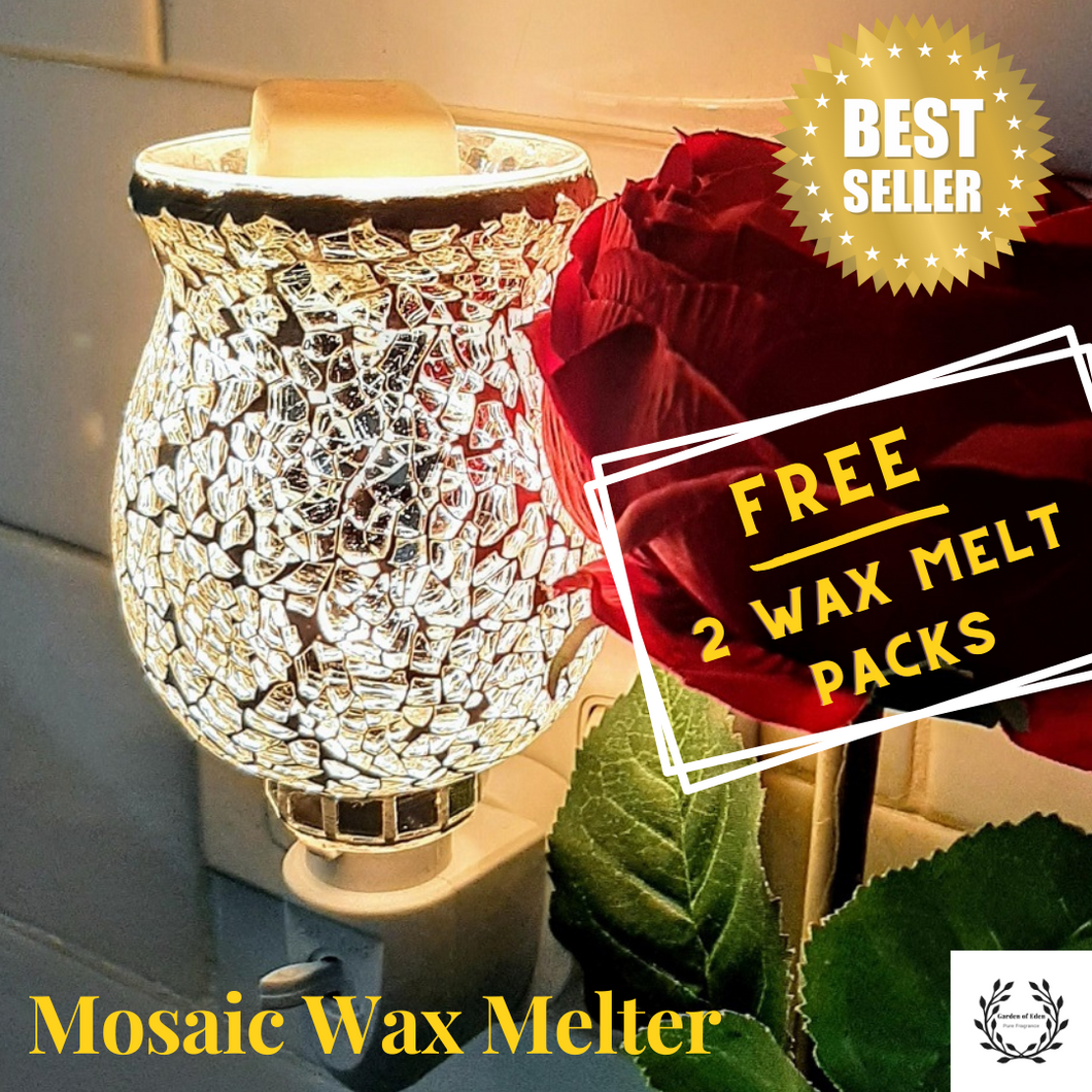Stunning Mosaic Reflective Plug In Wax Melter  + **2 Free Wax Melt Packs** - Garden of Eden Pure Fragrance