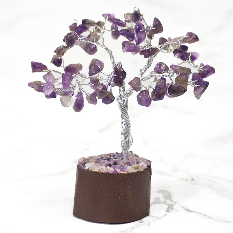 Amethyst Crown Chakra Mini Gemstone Tree With Timber Base - Garden of Eden Pure Fragrance