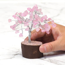 Load image into Gallery viewer, Rose Quartz Heart Chakra Mini Gemstone Tree With Timber Base - Garden of Eden Pure Fragrance